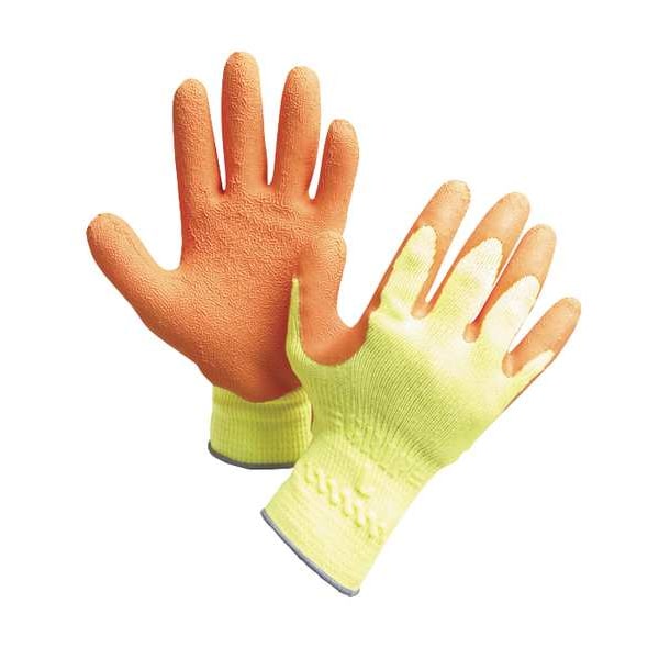 Guantes recubiertos de látex natural Hi-Vis de Showa, cobertura en la palma, naranja/amarillo, L, par - 317L-09