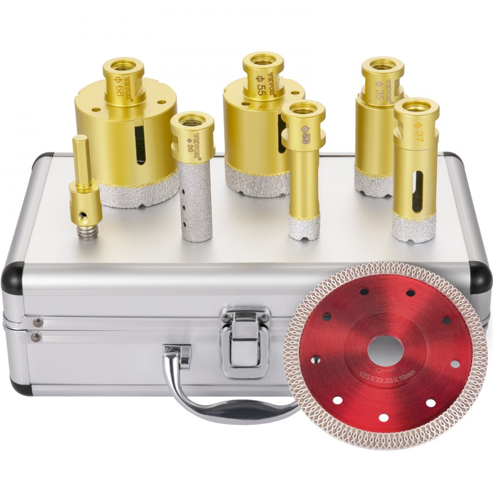 VEVOR Diamond Drill Bits 7PCS Diamond Hole Saw 20/27/35/55/68mmTile Hole Saw Kit Vacuum Brazed Diamond Drill Bit 0.59in/15mm Segment Tile Hole Saw w Storage Case for Tile Ceramic Porcelain Marble - JTQHJGSKZTJ72R3T0V0