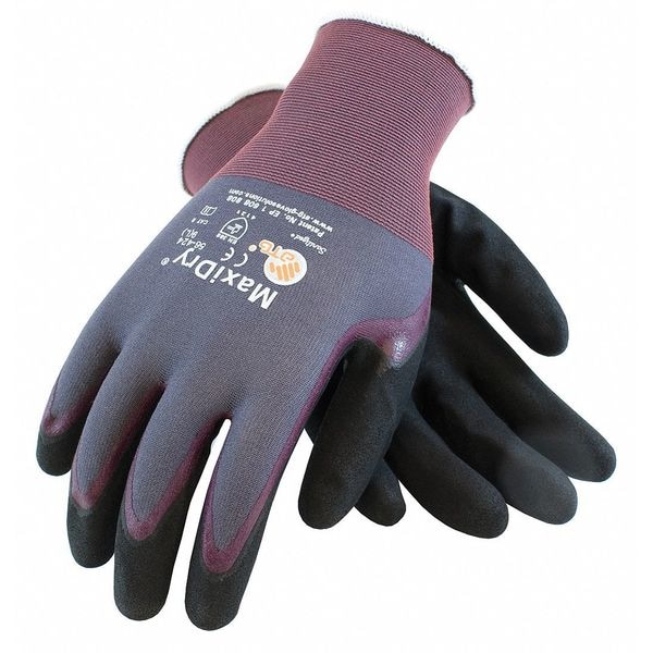 Guantes recubiertos de nitrilo con espuma Pip, cobertura en la palma, morado/negro, S, paquete de 12 - 56-424/S
