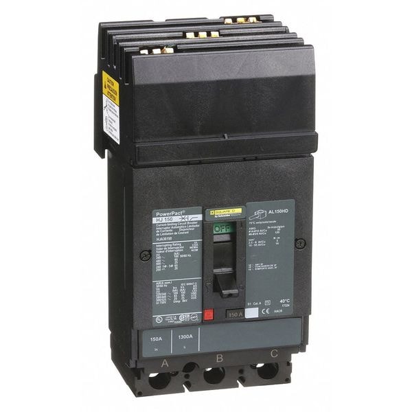 Square D Molded Case Circuit Breaker, HJA Series, 150A, 3 Pole, 600V AC, 100kA at 240V AC - HJA36150