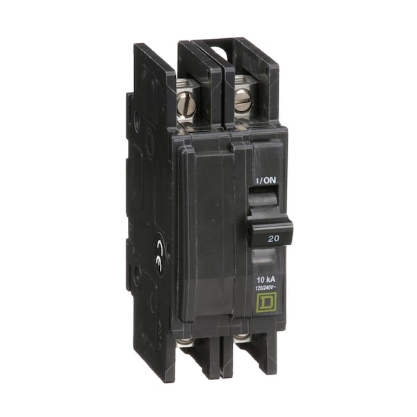 Square D Miniature Circuit Breaker, QOU Series, 20A, 2 Pole, 120/240V AC, 10kA at 120/240V AC - QOU220B