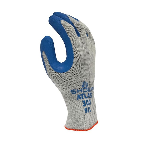Guantes Showa Atlas de uso general, recubiertos de látex natural en la palma, gris/azul, tamaño pequeño - 300S-07
