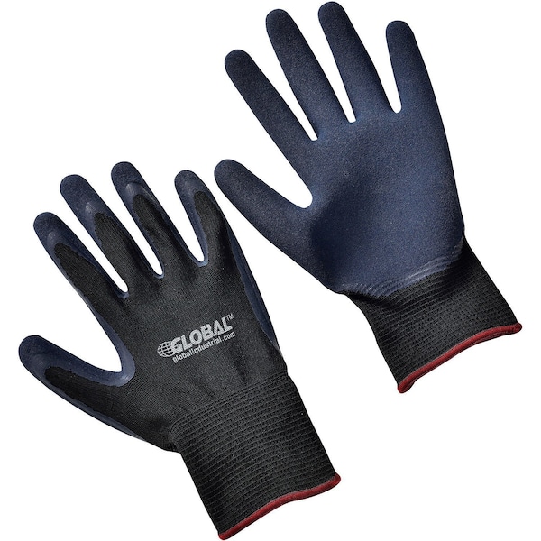Guantes recubiertos de látex de doble espuma para uso industrial a nivel global, color negro/marino, talla chica - 708353S