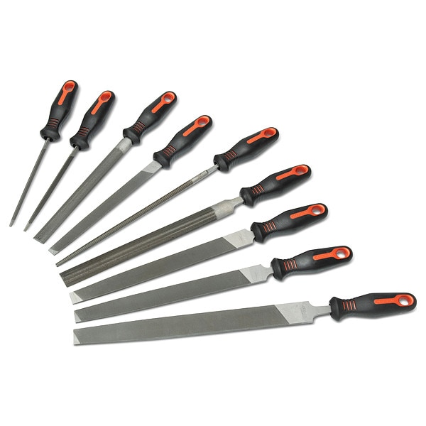 Crescent Nicholson 9 Piece 6", 8", 10" & 12" Maintenance File Set with Ergonomic Handles - 22030HNNN