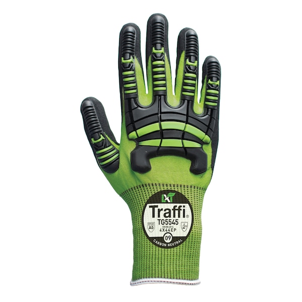 Guante de nitrilo Traffi TG5545 LXT Impact Cut A5, Tamaño 9 - TG5545-GR-9