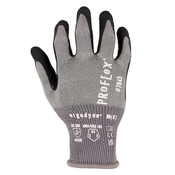 Guantes recubiertos de nitrilo Proflex By Ergodyne CR 7043, ANSI A4, gris, tamaño XL, 12 pares/paquete - 7043-12PR