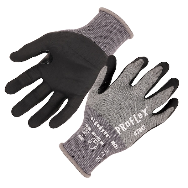 Guantes recubiertos de nitrilo Proflex By Ergodyne CR 7043, ANSI A4, gris, tamaño XL, 12 pares/paquete - 7043-12PR