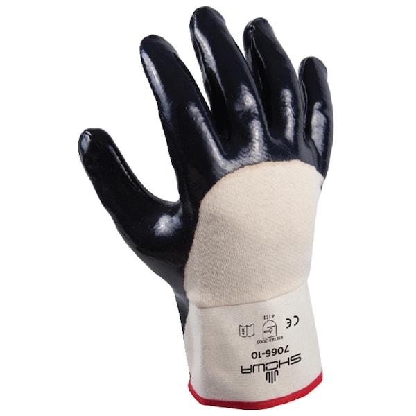 Mejor guante desechable recubierto de nitrilo blanco con guantes azul marino Talla 9, 9PK - 845-7066-09