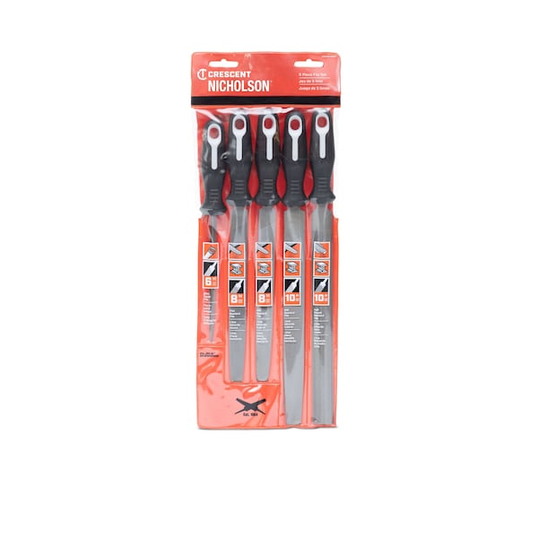 Crescent Nicholson Machinists File Set, Ergonomic, 5 piece - 22040HNNN