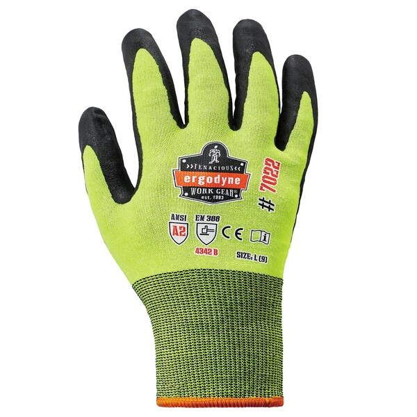 Proflex By Ergodyne Guantes recubiertos CR 7022, Clasificación A2, ANSI, 144 pares, color lima, Talla 2XL, paquete de 144 - 17876