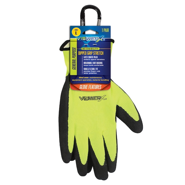 Guante de punto de alta visibilidad Viswerx - Palmera sumergida LG - 127-11012