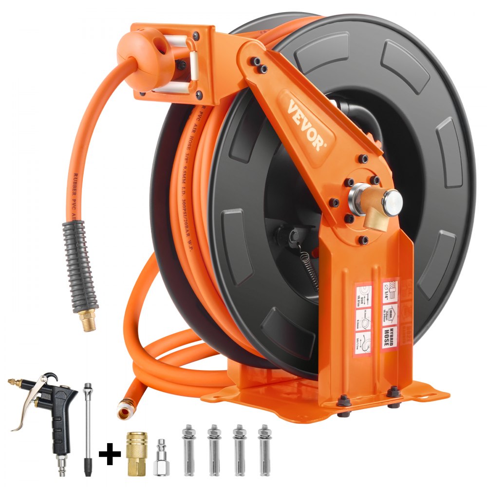 VEVOR Retractable Air Hose Reel 3/8IN x 65FT Hybrid Air Hose with Double Arms - KFSKQRGJP65YVI62GV0