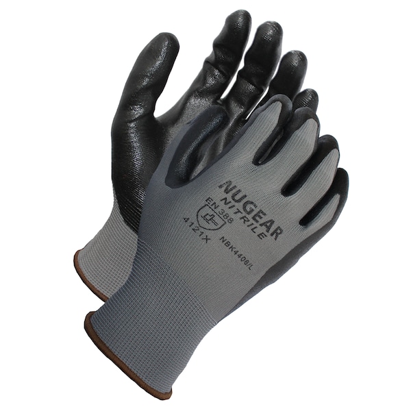 Guante recubierto de espuma de nitrilo gris Nugear, L - NBK4406L12