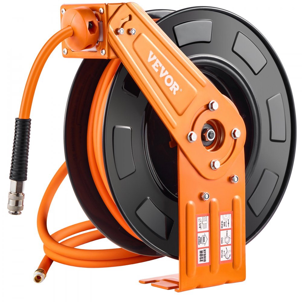 VEVOR Retractable Air Hose Reel 1/2 IN x 50 FT Hybrid Air Hose Reel Max 300 PSI - KFSKQRGJP50YPDRA2V0