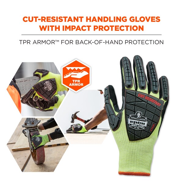 Guantes recubiertos de nitrilo Proflex By Ergodyne 7141, ANSI A4, 72 pares, verde lima, tamaño ProFlex, 72 piezas - 17835