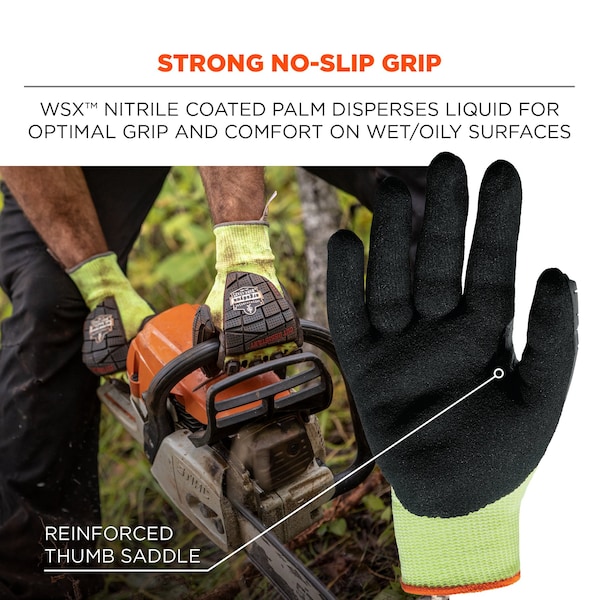 Guantes recubiertos de nitrilo Proflex By Ergodyne 7141, ANSI A4, 72 pares, verde lima, tamaño ProFlex, 72 piezas - 17835