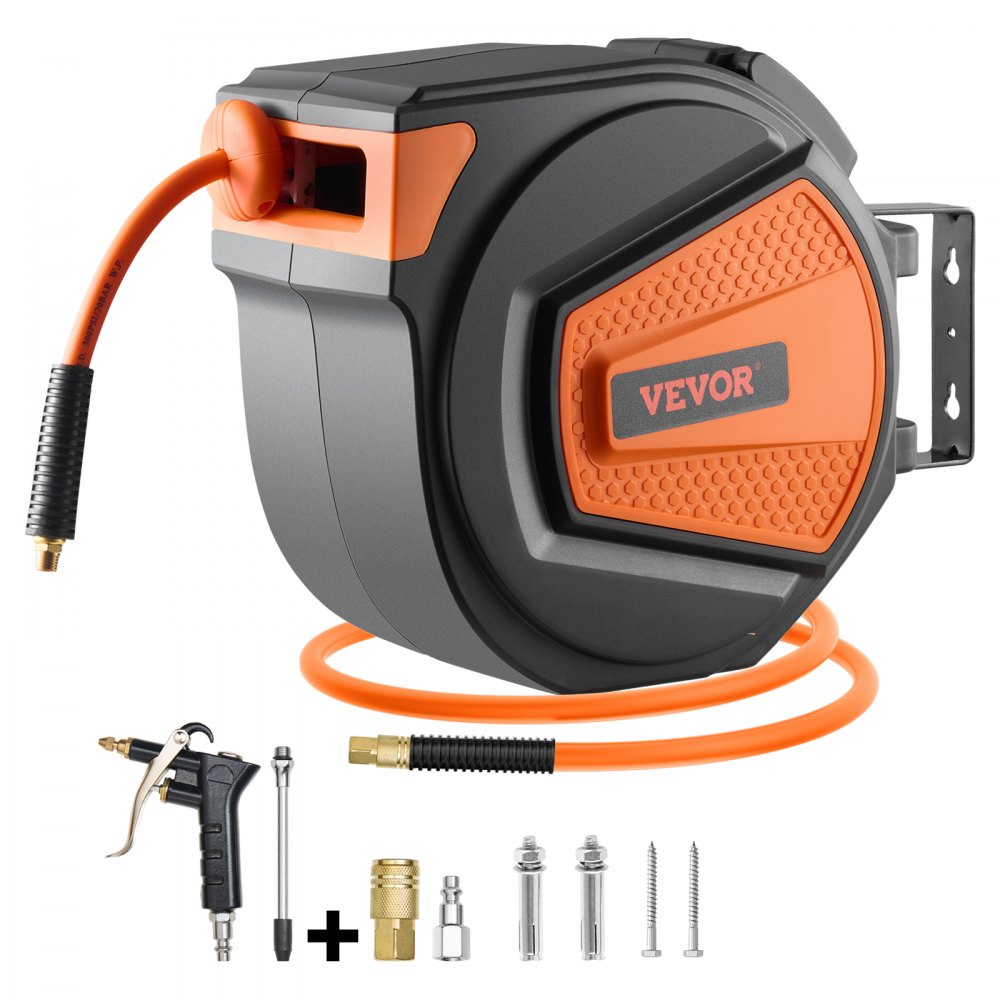 VEVOR Retractable Air Hose Reel 3/8 IN x 65 FT Hybrid Enclosed Air Hose 300 PSI - FBSKQRGJP65YW6W7EV0