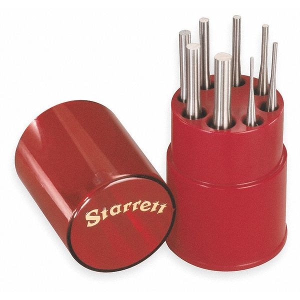 Starrett Drive Pin Punch Set, Steel, 8 Piece - S565WB