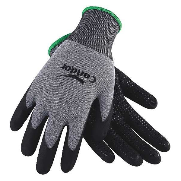 Guantes recubiertos de nitrilo Condor Foam, cobertura en la palma, negro/gris, XS, PR - 19K984