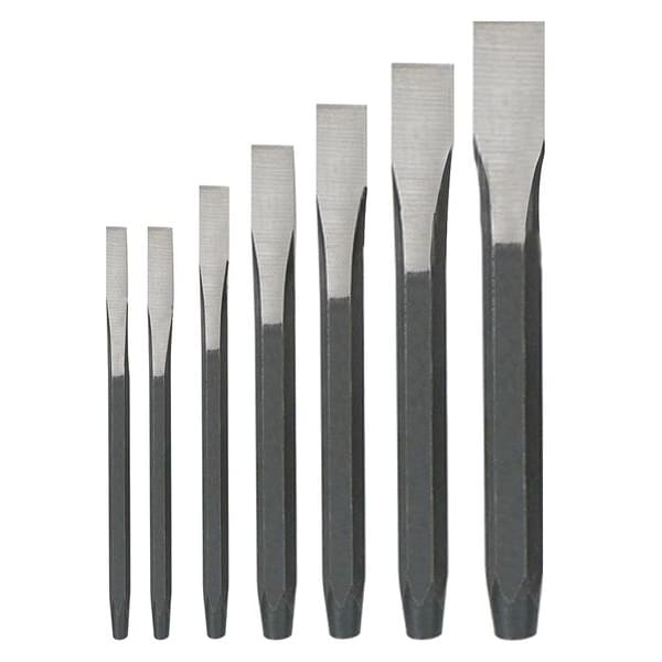 Westward Cold Chisel Set, 1/4 To 7/8 in, Steel, 7 Piece - 2AJA6
