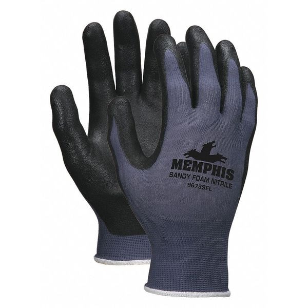 Guantes Recubiertos de Nitrilo MCR Safety, Cobertura en la Palma, Negro/Azul, L, PR - VP9673SFL