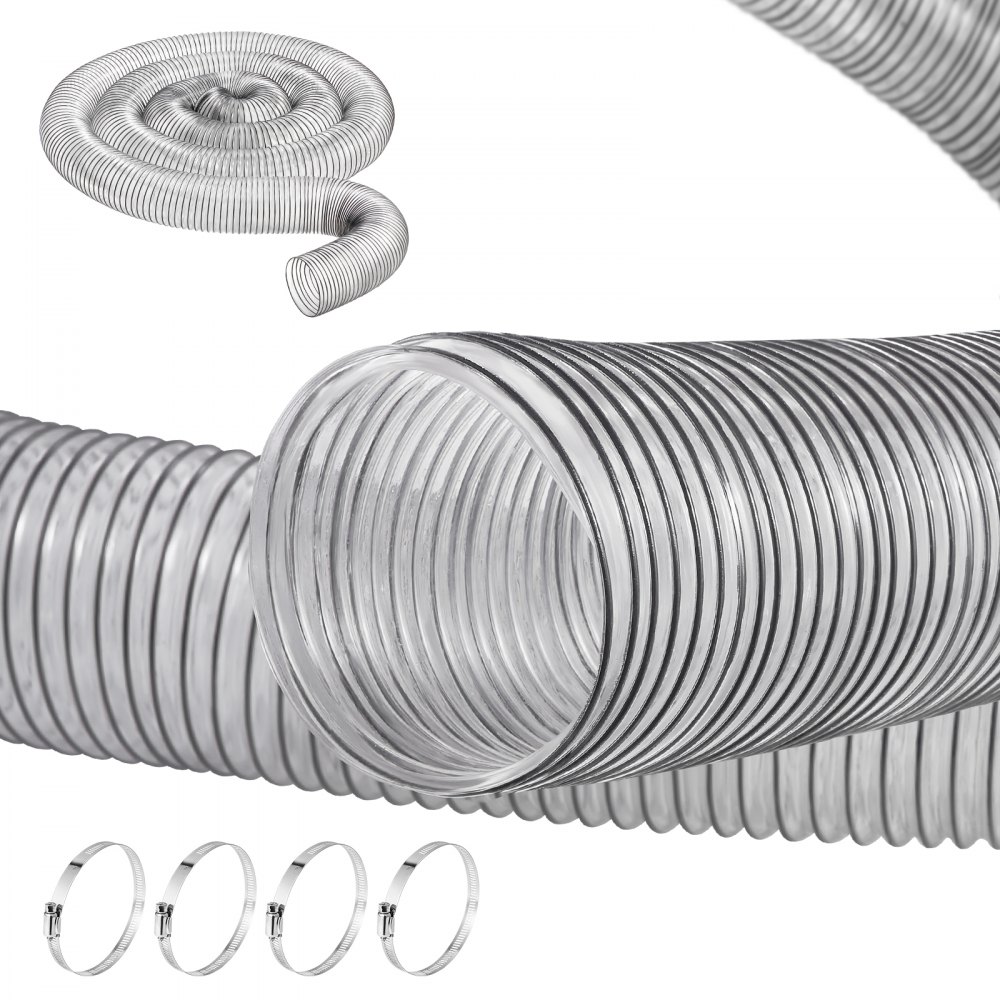 VEVOR 4'' x 20' Dust Collection Hose Thickened PVC Flexible Clear Hose - MGJCRG20FT40H6AY1V0