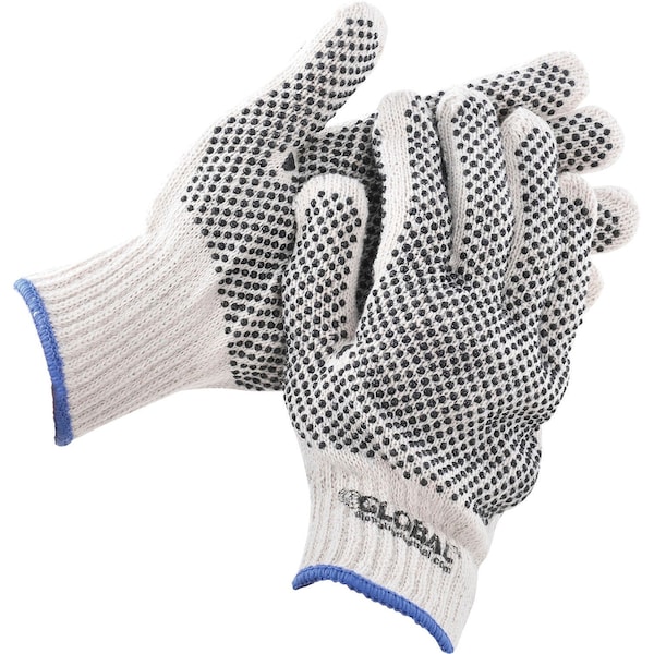 Guantes de punto con puntos de PVC para industria global, a dos caras, color negro, extra grande, 1 docena - 708351XL