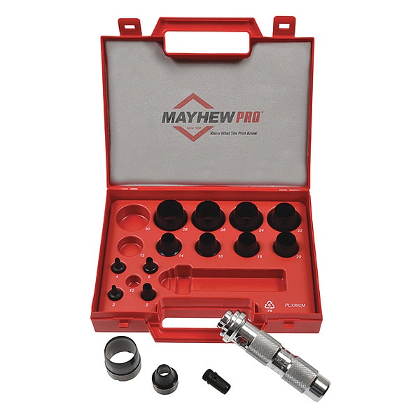 Mayhew Metric Hollow Punch Set, 3mm to 30mm - 66004