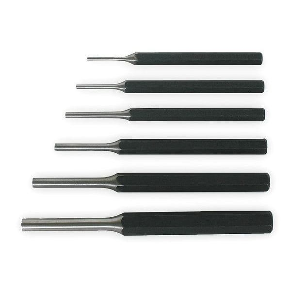 Westward Pin Punch Set, 3/32 To 5/16 In, 6 Pc - 2AJA7