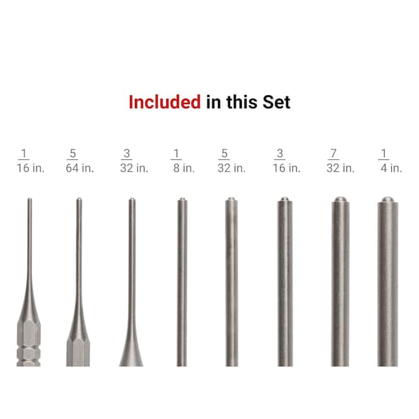 Tekton Roll Pin Punch Set, 8-Piece (1/16-1/4 in.) - PNC93001