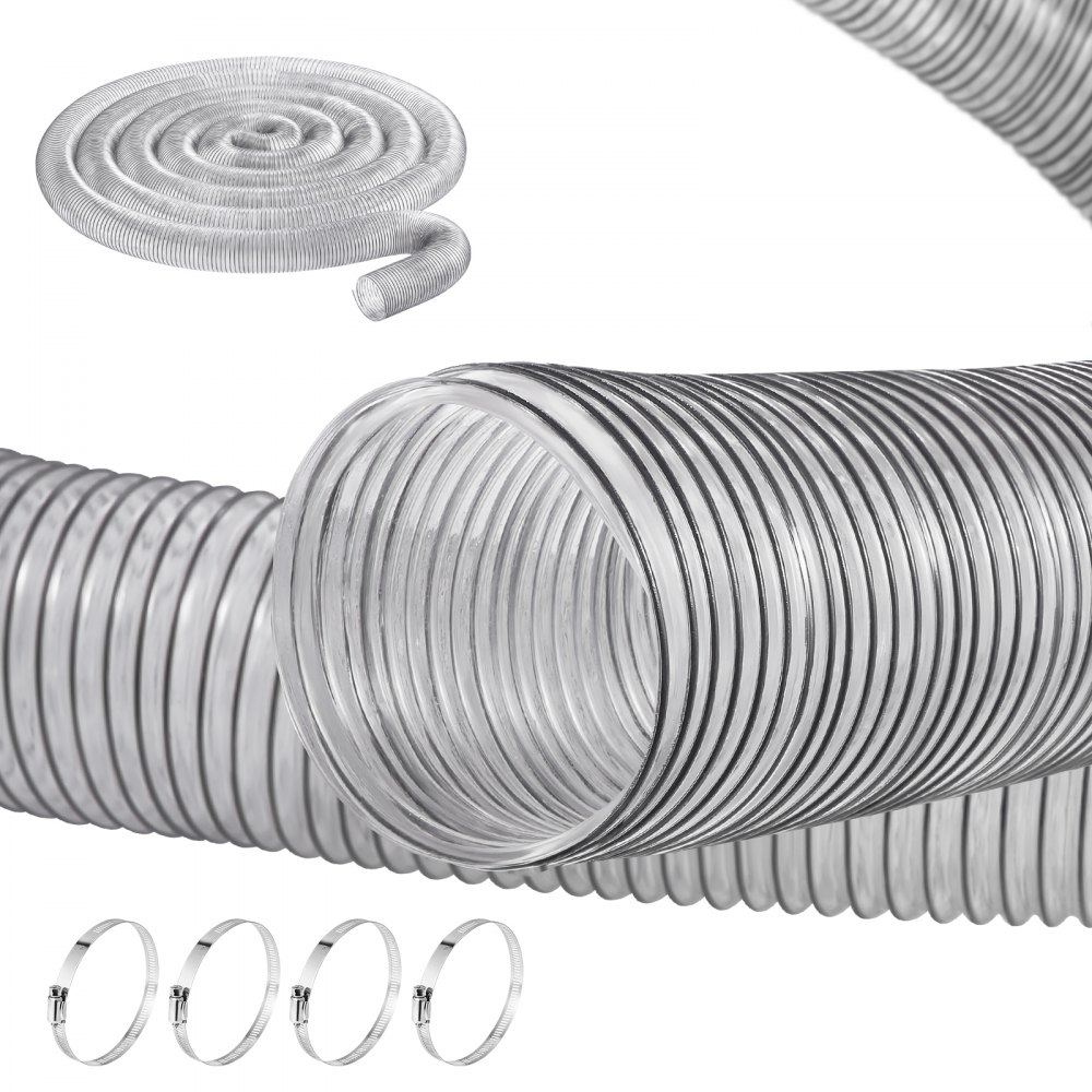 VEVOR 4'' x 50' Dust Collection Hose Thickened PVC Flexible Clear Hose - MGJCRG50FT407GOHVV0