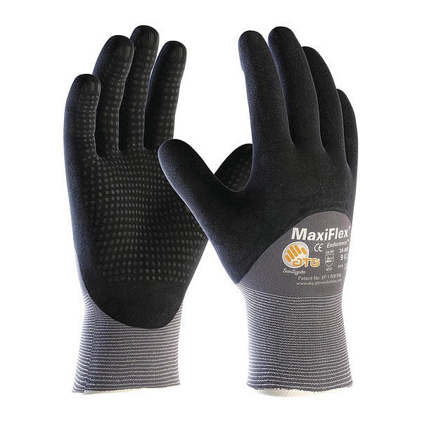 Guantes recubiertos de espuma de nitrilo Pip, cobertura de 3/4 de inmersión, negro/gris, XL, paquete de 12 - 34-845/XL