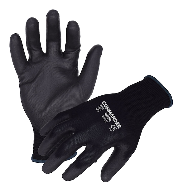 Guantes de trabajo de nylon de 13 ga. con recubrimiento de poliuretano en la palma, color negro, talla XL - CM2000 de Azusa Safety Commander