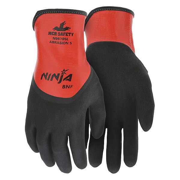 Guantes recubiertos de nitrilo con espuma Mcr Safety, cobertura completa, negro/naranja, M, par - N96785M