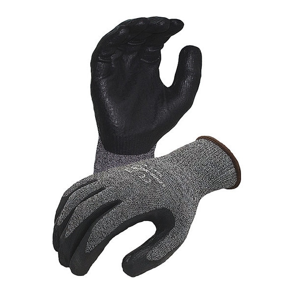 Guantes Grises de Nylon/Lycra de 15 ga. con recubrimiento de palma de Nitrilo Espumado Texturizado en Negro, Talla L - AZNBR006