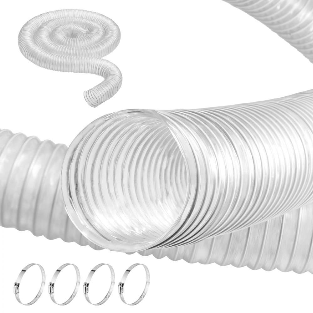 VEVOR 2.5'' x 10' Dust Collection Hose Thickened PVC Flexible Clear Hose - MGJCRG10FT25MIG92V0