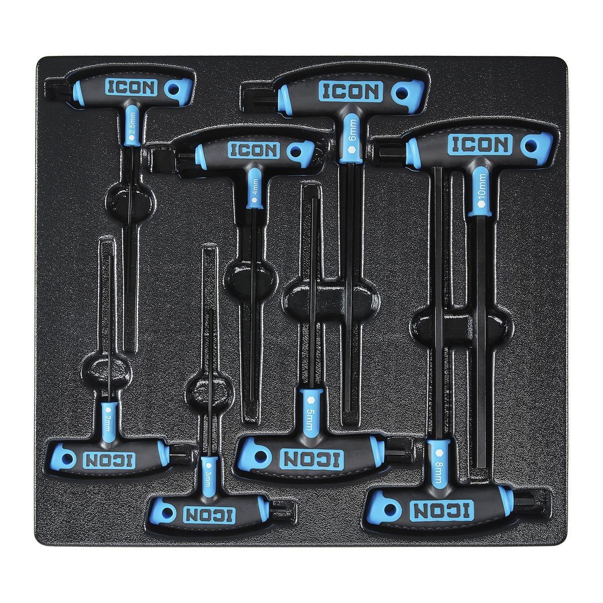 Juego de llaves hexagonales profesionales de alto par de torsión con mango en forma de T, marca Icon Metric, 8 piezas - 58698