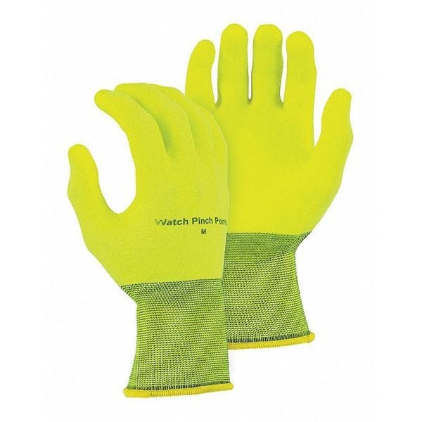 Guantes recubiertos SuperDex Hi-Vis de Majestic Glove, cobertura en la palma, amarillos, talla mediana, paquete de 12 unidades - 3368HVY/9