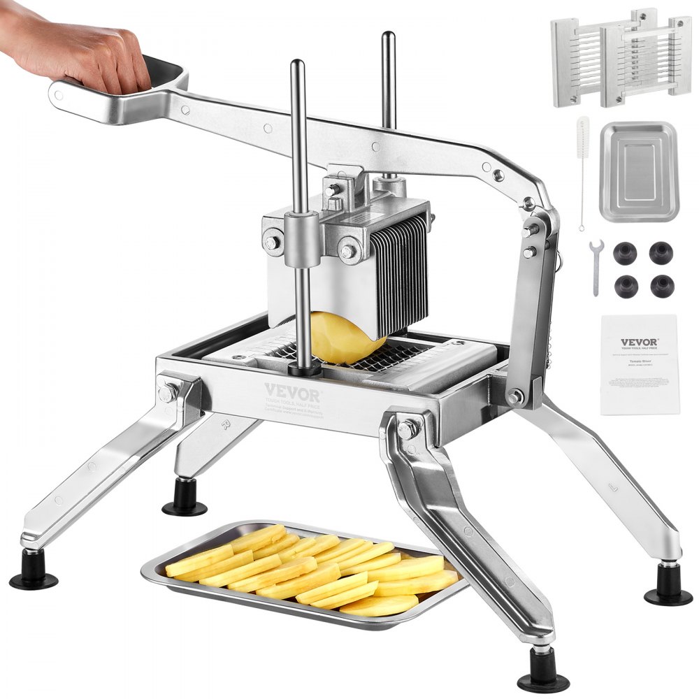 VEVOR Commercial Vegetable Slicer, 1/4 and 1/2 inch Tomato Slicer, Stainless Steel and Aluminum Alloy Vegetable Cutter Slicer, Manual Tomato Slicer with Non-slip Feet, for Tomatoes, Onions, Potatoes - FQQPJLS1412IHKPPZV0