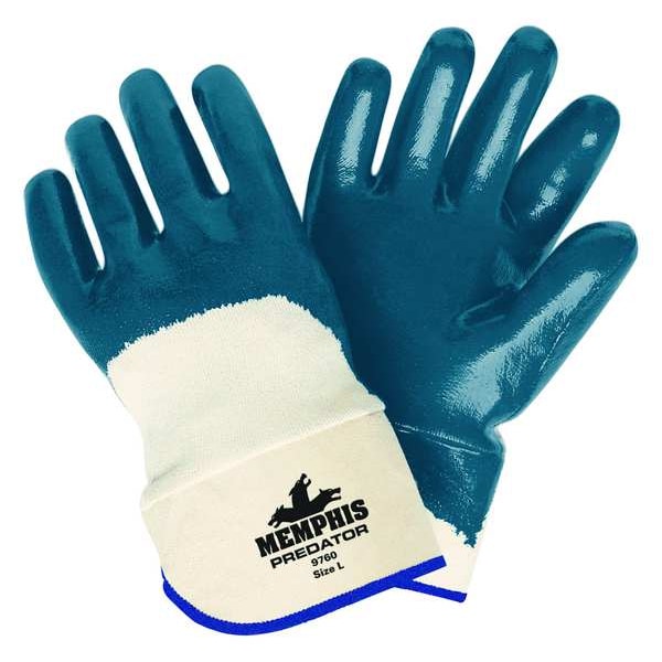 Guantes Recubiertos de Nitrilo Mcr Safety, Cobertura de 3/4 de Inmersión, Azul/Blanco, Talla L, PR - 97962L