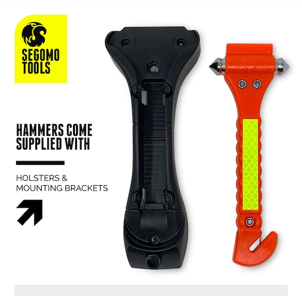 Segomo Tools 2x Emergency Escape Safety Hammers, Car Window Breaker, Seat Belt Cutter - T07021