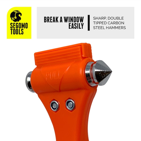 Segomo Tools 2x Emergency Escape Safety Hammers, Car Window Breaker, Seat Belt Cutter - T07021
