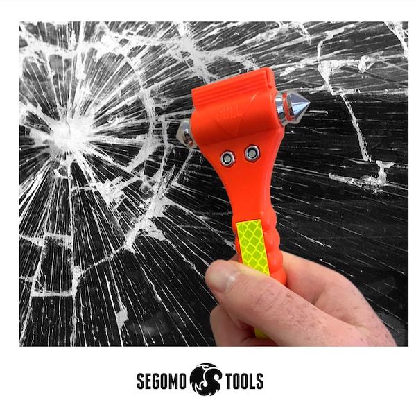 Segomo Tools 2x Emergency Escape Safety Hammers, Car Window Breaker, Seat Belt Cutter - T07021