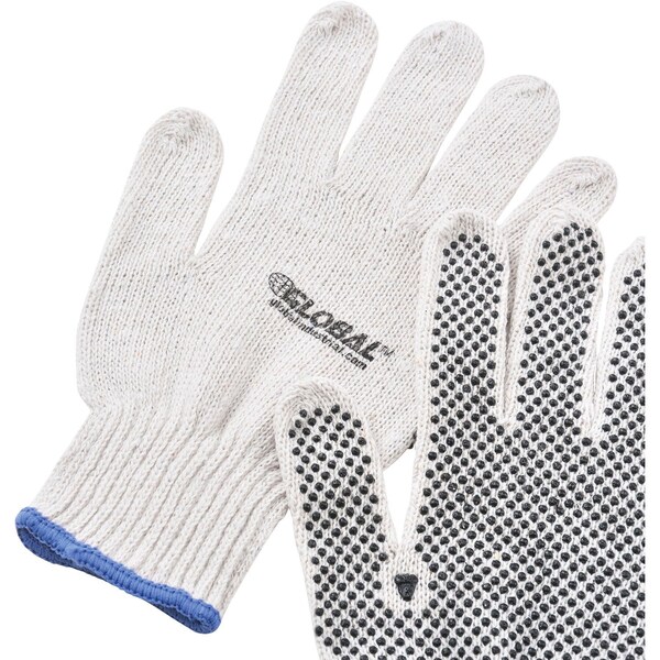 Guantes tejidos con puntos de PVC, industrial global, un solo lado, negro, extra grande, 1 docena - 708352XL