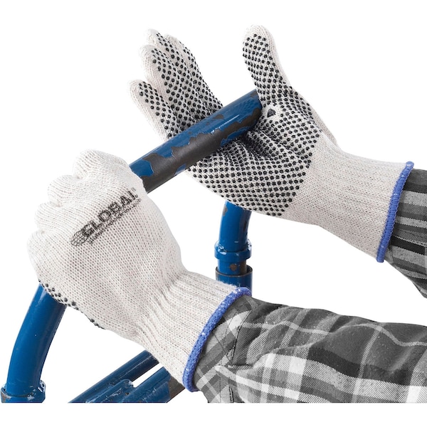 Guantes tejidos con puntos de PVC, industrial global, un solo lado, negro, extra grande, 1 docena - 708352XL