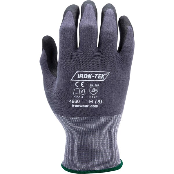Ironwear 4860 Guante Iron-Tek resistente a los desgarres de 15 ga, recubierto de espuma de nitrilo con puño extendido, costuras reforzadas - 4860-MD.