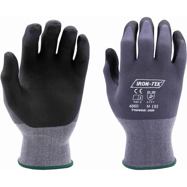 Ironwear 4860 Guante Iron-Tek resistente a los desgarres de 15 ga, recubierto de espuma de nitrilo con puño extendido, costuras reforzadas - 4860-MD.