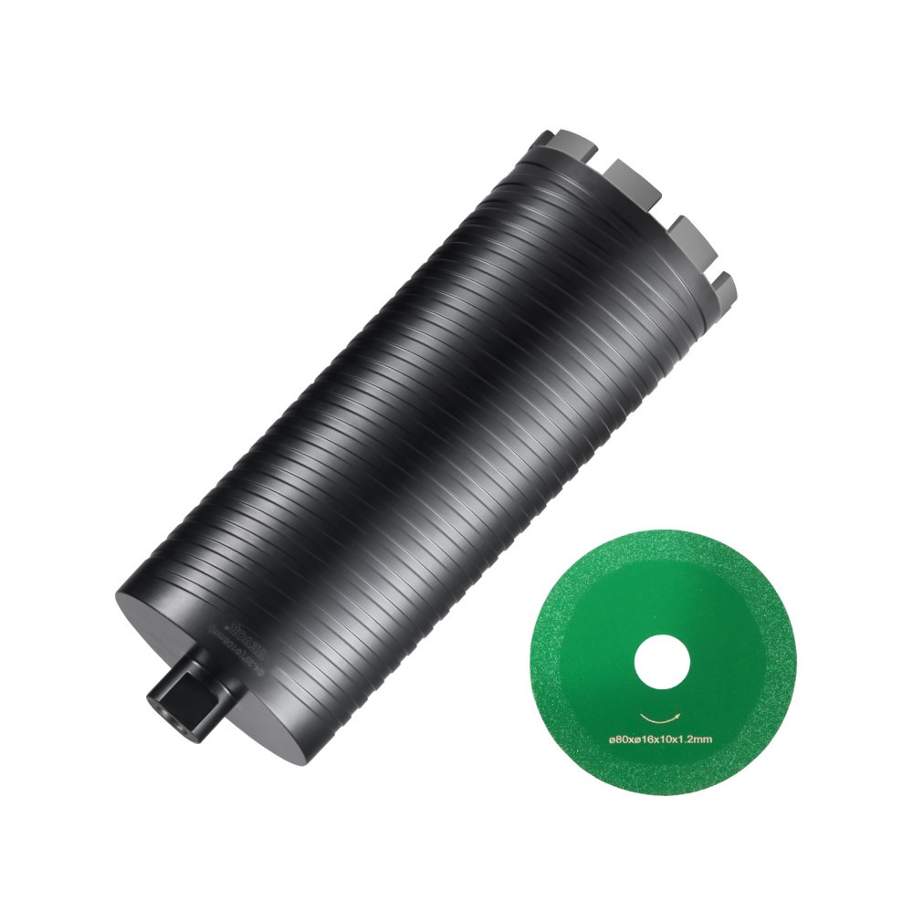 VEVOR Core Drill Bit, 4.25" Wet/Dry Diamond Core Drill Bits for Brick and Block, Concrete Core Drill Bit with Pilot Bit Adapter and Saw Blade, 9.5" Drilling Depth, 5/8"-11 Inner Thread, Laser Welding - JGSQXZTGSS1031JAXV0