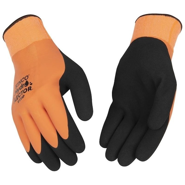 Guantes con recubrimiento impermeable Hydroflector, M, Puño de punto, Recubrimiento de látex, Guante de acrílico, Negro/Naranja - 1784P-M