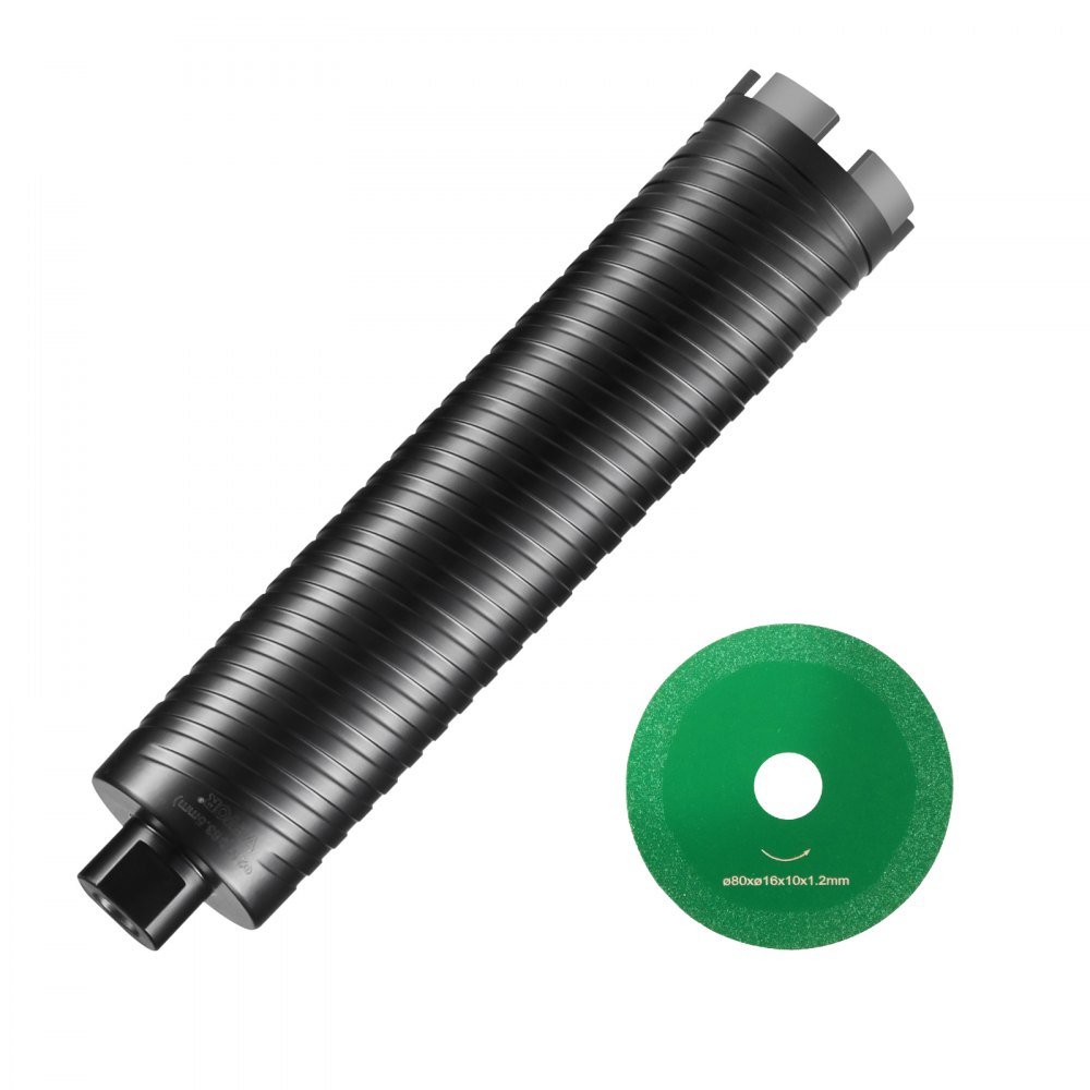 VEVOR Core Drill Bit, 2.5" Wet/Dry Diamond Core Drill Bits for Brick and Block, Concrete Core Drill Bit with Pilot Bit Adapter and Saw Blade, 9.5" Drilling Depth, 5/8"-11 Inner Thread, Laser Welding - JGSQXZTGSS63WAJERV0